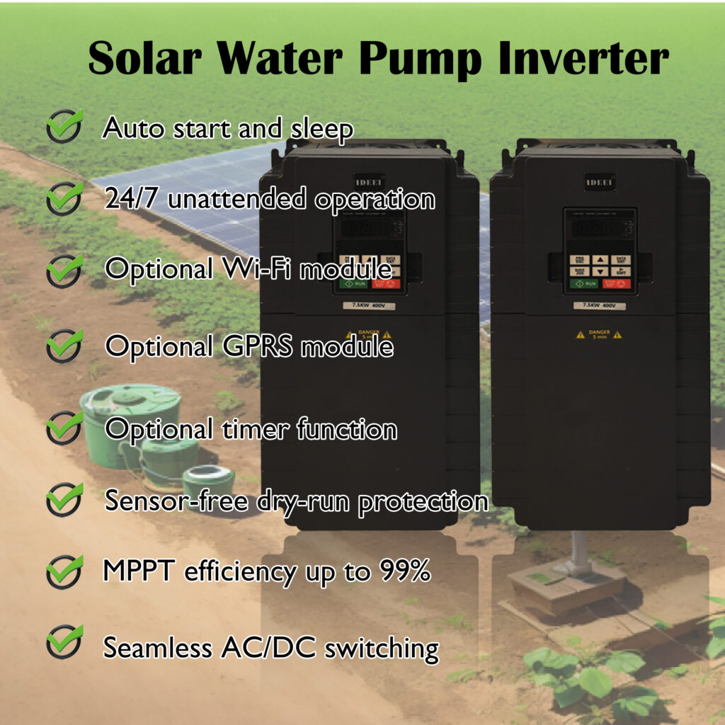IDEEI QB100-PV Solar Pump Inverter 1.5–37kW MPPT 400V view 2