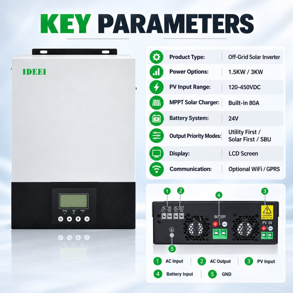 Inversor Solar Off-Grid QB15 e QB30 1.5-3kW 24V view 3