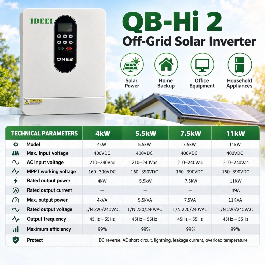 IDEEI QB-Hi 2 Inversor solar off-grid 4-11kW IGBT view 3